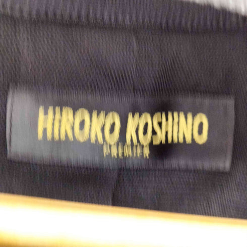 ヒロココシノ HIROKO KOSHINO 前立てレザー切替ノーカラーカーディガンジャケット クロップド レディース FR:38