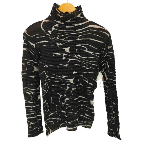 イッセイミヤケ ISSEY MIYAKE 98AW 総柄プリントプリーツブラウス レディース M
