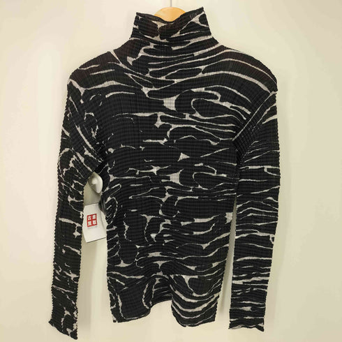 イッセイミヤケ ISSEY MIYAKE 98AW 総柄プリントプリーツブラウス レディース M