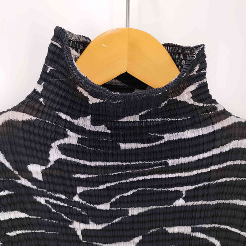 イッセイミヤケ ISSEY MIYAKE 98AW 総柄プリントプリーツブラウス レディース M