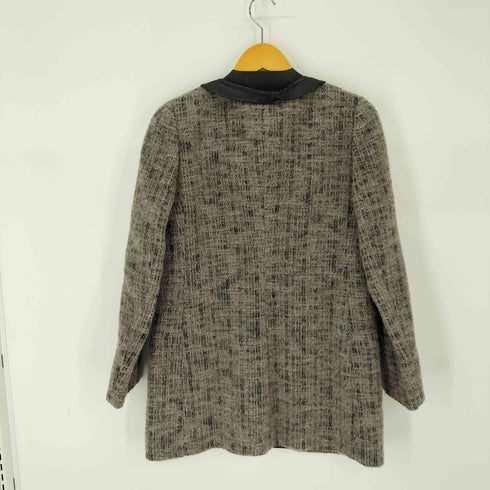 ヒロココシノ HIROKO KOSHINO 異素材切替ウールレザーノーカラーコート レディース EUR:38