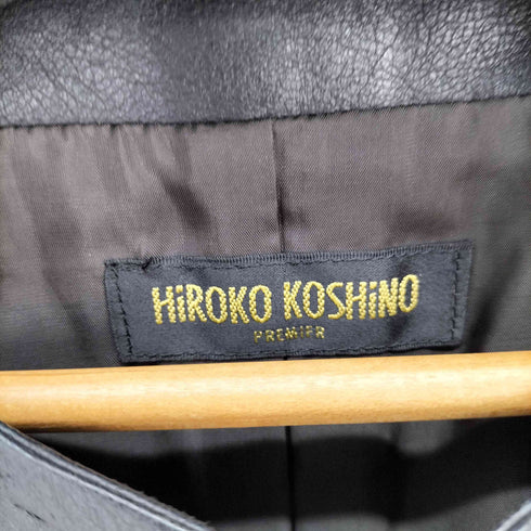 ヒロココシノ HIROKO KOSHINO 異素材切替ウールレザーノーカラーコート レディース EUR:38