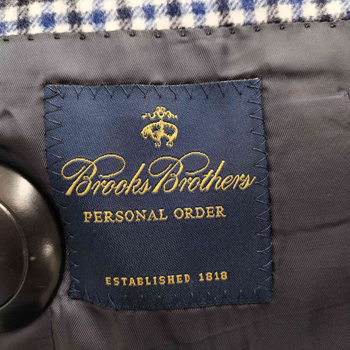 ブルックスブラザーズ BROOKS BROTHERS PERSONAL ORDER くるみボタン チェック柄3Bカシミヤテーラードジャケット メンズ