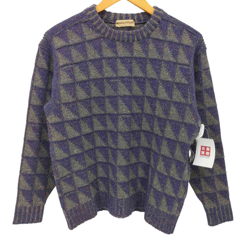 イッセイミヤケ ISSEY MIYAKE 70s 丸文字タグ オールスタイル期 ブロックデザインクルーネックニット レディース 1