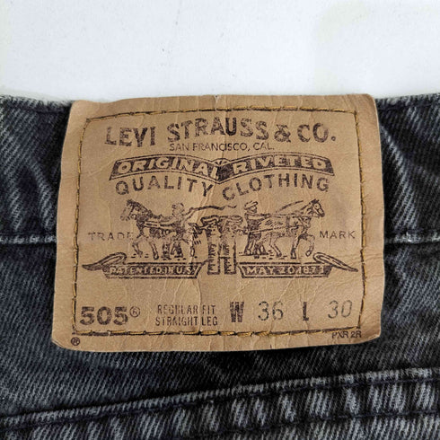 リーバイス Levis 505 オレンジタブ ブラックデニムパンツ メンズ 36×30