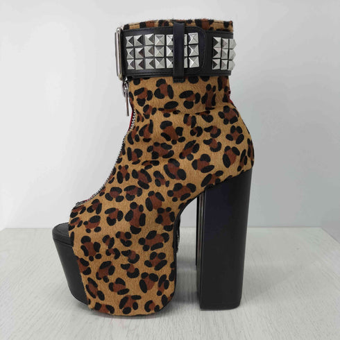 charla tedrick レオパードチェック厚底ヒールパンプス レディース 7M