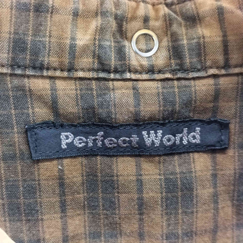 perfect world スナップボタン チェックシャツ メンズ