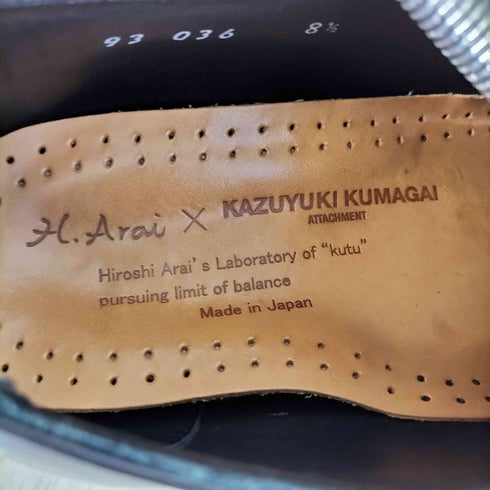 カズユキクマガイアタッチメント KAZUYUKI KUMAGAI ATTACHMENT H.Arai 19AW ガラスレザー ダービー ラバーソール プレーントゥ ドレスシューズ メンズ 8 1/2