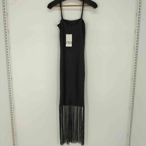 ザラ ZARA フリンジキャミソールリブニットワンピース レディース import:M