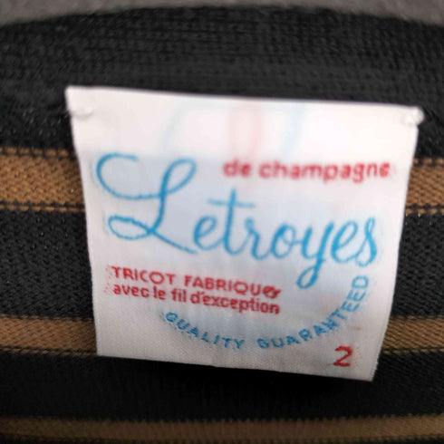 ルトロワ Letroyes ボーダー ハイゲージ コットン ニット バスク シャツ レディース JPN:2