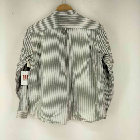 ダントン DANTON L/S バンドカラーストライプシャツ メンズ US:36
