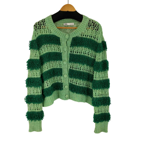 ザラ ZARA メッシュデザインコットンカーディガン レディース import:L