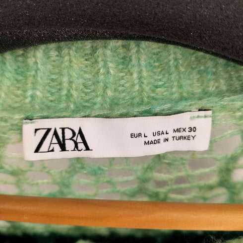ザラ ZARA メッシュデザインコットンカーディガン レディース import:L