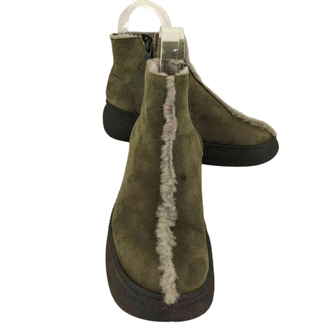 STUDIO POLLINI イタリア製 サイドジップ スエード 裏地ファー ショートブーツ レディース