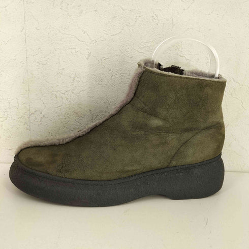 STUDIO POLLINI イタリア製 サイドジップ スエード 裏地ファー ショートブーツ レディース