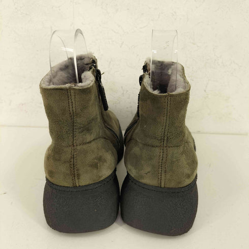 STUDIO POLLINI イタリア製 サイドジップ スエード 裏地ファー ショートブーツ レディース