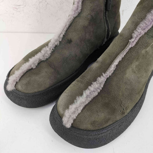 STUDIO POLLINI イタリア製 サイドジップ スエード 裏地ファー ショートブーツ レディース