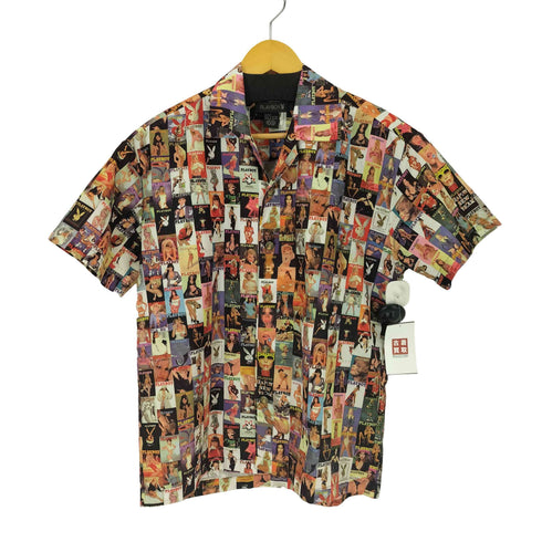 プレイボーイ PLAYBOY 90S フォト転写総柄 開襟S/S シャツ メンズ import:S