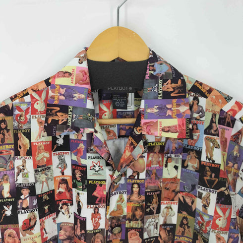 プレイボーイ PLAYBOY 90S フォト転写総柄 開襟S/S シャツ メンズ import:S