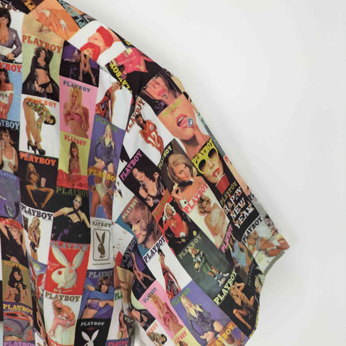 プレイボーイ PLAYBOY 90S フォト転写総柄 開襟S/S シャツ メンズ import:S