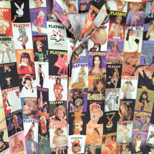 プレイボーイ PLAYBOY 90S フォト転写総柄 開襟S/S シャツ メンズ import:S