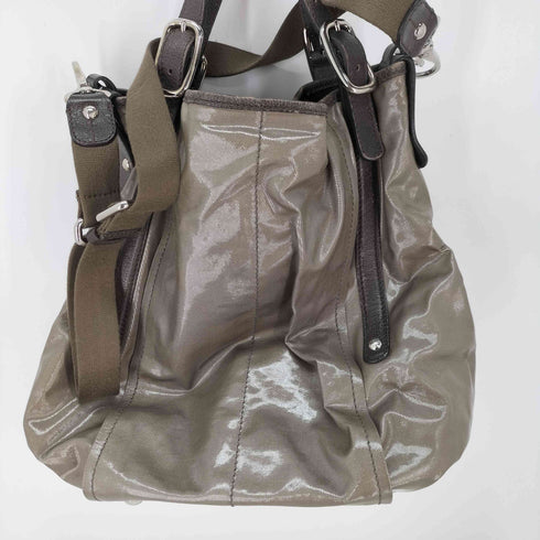 トッズ TOD’S 2WAY コーティングキャンバス レザー ショルダーバッグ ダークベージュ レディース ONE SIZE