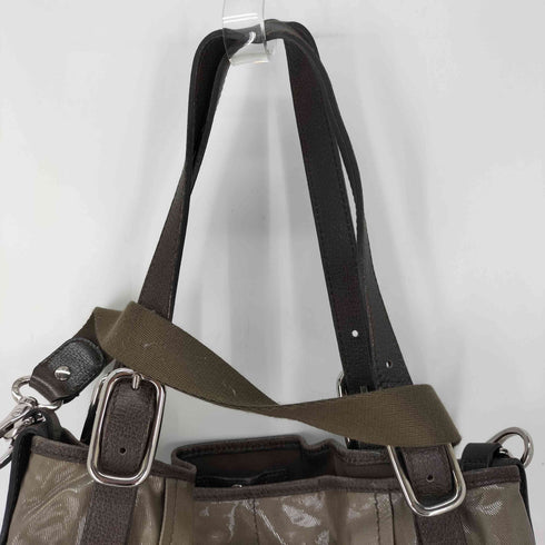 トッズ TOD’S 2WAY コーティングキャンバス レザー ショルダーバッグ ダークベージュ レディース ONE SIZE