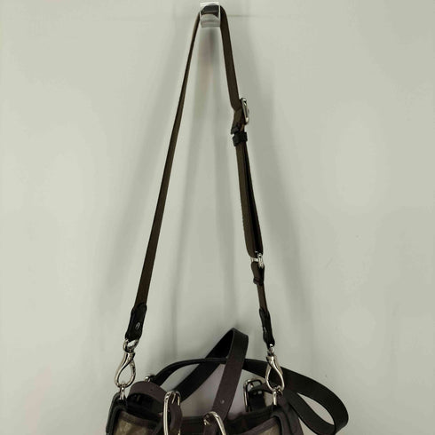 トッズ TOD’S 2WAY コーティングキャンバス レザー ショルダーバッグ ダークベージュ レディース ONE SIZE