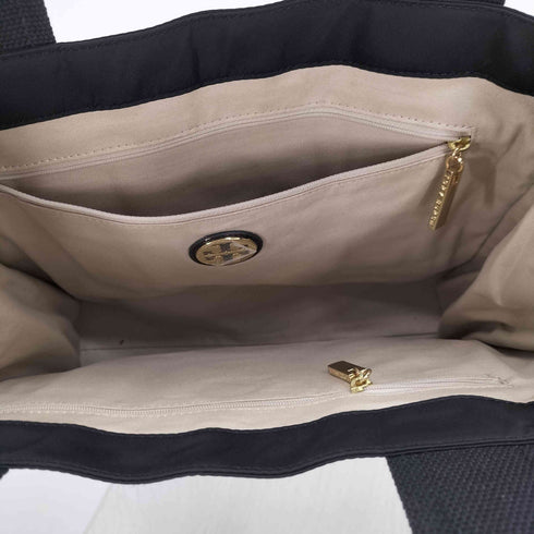 トリーバーチ TORY BURCH ロゴ型押し エナメル ナイロントートバッグ レディース ONE SIZE
