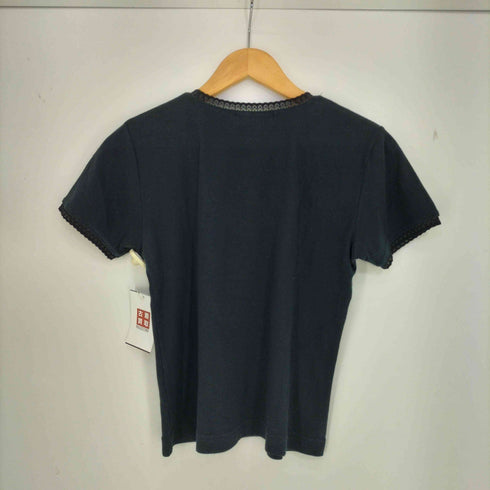 プレイボーイ PLAYBOY 00s Y2K リブフリル クルーネックTシャツ レディース JPN:M
