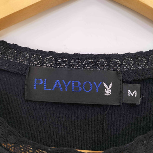 プレイボーイ PLAYBOY 00s Y2K リブフリル クルーネックTシャツ レディース JPN:M