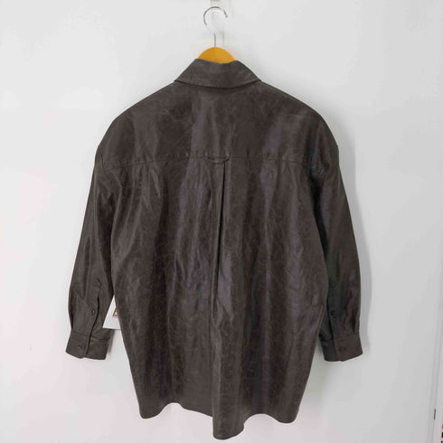 パーバーズ PERVERZE Vegan-Leather Large Shirts ヴィーガンレザー レザーシャツ ヴィンテージ加工 レディース FREE