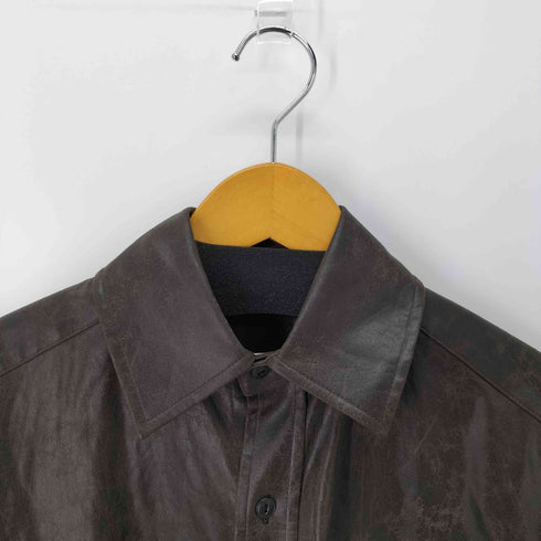 パーバーズ PERVERZE Vegan-Leather Large Shirts ヴィーガンレザー レザーシャツ ヴィンテージ加工 レディース FREE