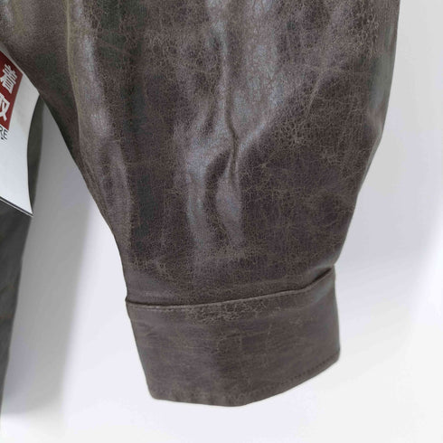 パーバーズ PERVERZE Vegan-Leather Large Shirts ヴィーガンレザー レザーシャツ ヴィンテージ加工 レディース FREE