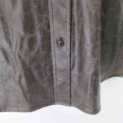 パーバーズ PERVERZE Vegan-Leather Large Shirts ヴィーガンレザー レザーシャツ ヴィンテージ加工 レディース FREE