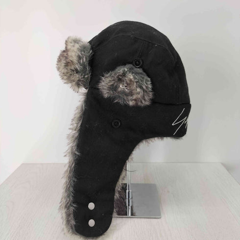 ヨウジヤマモトプールオム Yohji Yamamoto POUR HOMME ザ・ トラッパー シグネチャーロゴ刺繍フライトキャップ イヤーフラップ メンズ L