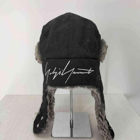 ヨウジヤマモトプールオム Yohji Yamamoto POUR HOMME ザ・ トラッパー シグネチャーロゴ刺繍フライトキャップ イヤーフラップ メンズ L