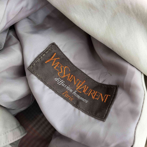 イヴサンローラン Yves Saint Laurent 90s diffusion hommes 裏地チェック トレンチコート メンズ C92-W80-T170