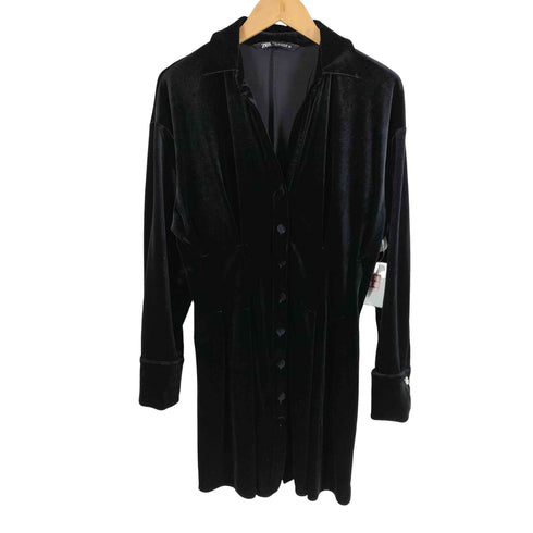 ザラ ZARA ベロア スキッパー ミニワンピース レディース JPN:M