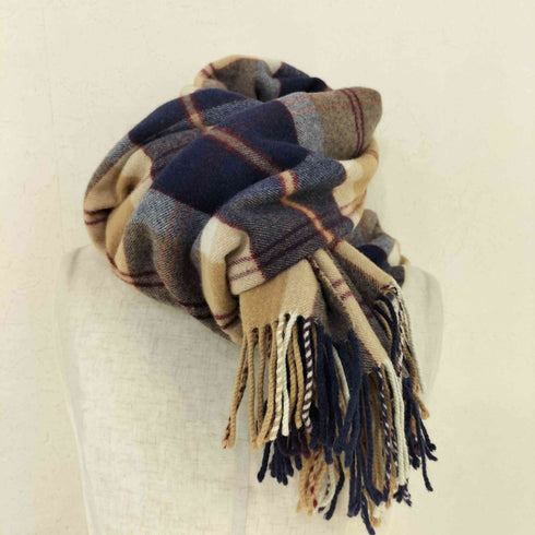 アーバンリサーチ URBAN RESEARCH PURE NEW WOOL チェック フリンジ マフラー レディース