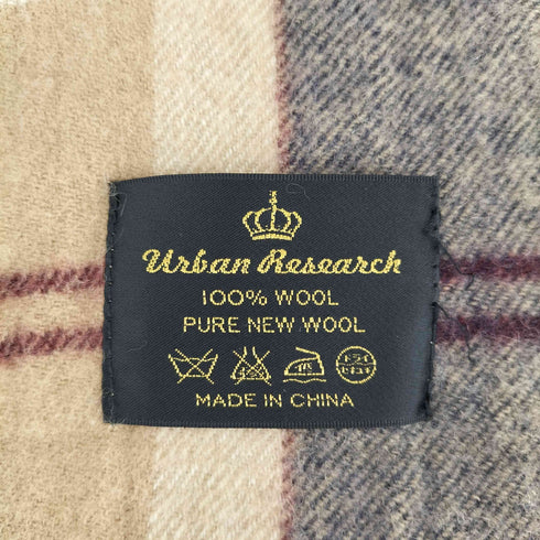 アーバンリサーチ URBAN RESEARCH PURE NEW WOOL チェック フリンジ マフラー レディース
