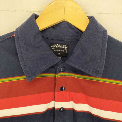 ステューシー Stussy 00s- マルチカラーボーダースナップボタンポロシャツ メンズ JPN:M