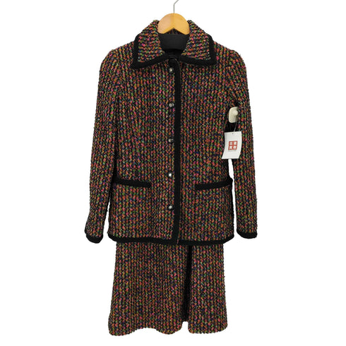 GINZA MAGGY マルチカラー ウール ジャケット スリット ウール スカート セットアップ レディース