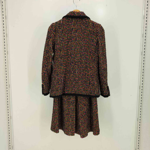 GINZA MAGGY マルチカラー ウール ジャケット スリット ウール スカート セットアップ レディース