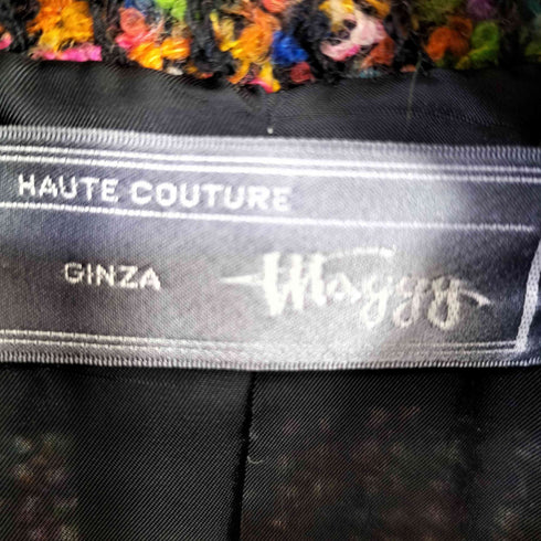 GINZA MAGGY マルチカラー ウール ジャケット スリット ウール スカート セットアップ レディース