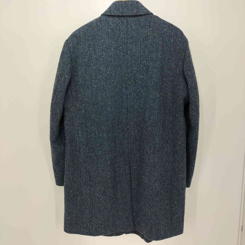 Global TAILORING×Harris Tweed ヘリンボーン マルチカラードット ウールツイード ステンカラーコート メンズ LL