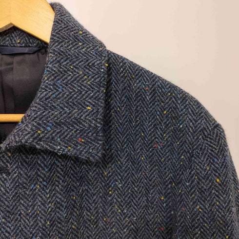 Global TAILORING×Harris Tweed ヘリンボーン マルチカラードット ウールツイード ステンカラーコート メンズ LL