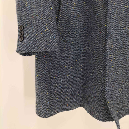 Global TAILORING×Harris Tweed ヘリンボーン マルチカラードット ウールツイード ステンカラーコート メンズ LL