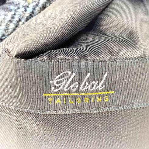 Global TAILORING×Harris Tweed ヘリンボーン マルチカラードット ウールツイード ステンカラーコート メンズ LL