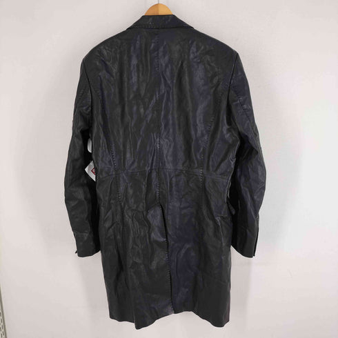ポールスミスコレクション Paul Smith COLLECTION ラムレザーチェスターコート ハンドステッチ 裏地ストライプ 3B 羊革 ブラック メンズ import:L